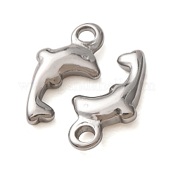 304ステンレススチールチェーンエクステンダードロップ  イルカ  ステンレス鋼色  12x6x2mm  穴：1.5mm&nbsp;SA-CBA8C38-02P