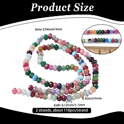 2連売り染め天然マレーシアジェイドロンデルビーズ連売り  多面カット  ミックスカラー  4x2~3mm  穴：1mm  約110~115個/連  14インチ&nbsp;G-PA0001-84