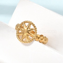 女性用304ステンレススチールカフオープンリング  太陽  ゴールドカラー  12.5mm  内径：18mm&nbsp;SA-CBA7062-16G