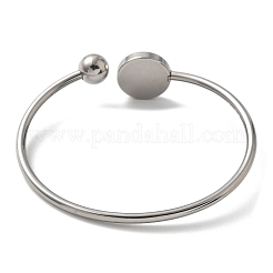 304ステンレススチール製カフブランクバングルベース、丸型トレイ付き  ステンレス鋼色  トレイ：12mm  内径：2-1/8x1-5/8インチ（5.3x4.2cm）&nbsp;STAS-Z088-04A-P