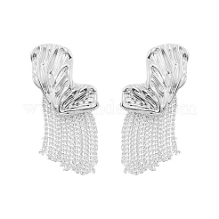 Butterfly Wing Brass Tassel Stud Earrings for Women&nbsp;EJEW-U055-16PS