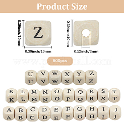 600Pcs Natural Maple Wood Printed Beads&nbsp;WOOD-PA0001-20