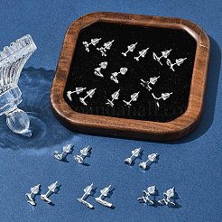 女性用合金スタッドピアス2組  925つのスターリングシルバーピン付き  銀  花  10mm&nbsp;EJEW-FS0001-27E