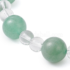 Natural Green Aventurine & Synthetic Quartz Crystal Round Beaded Stretch Bracelets&nbsp;BJEW-JB12246-03