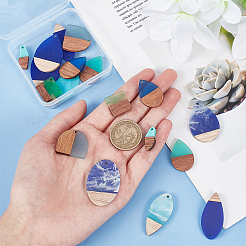 18Pcs 9 Styles Resin & Walnut Wood Pendants&nbsp;RESI-PH0002-02