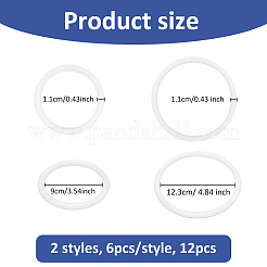 12個 2種類のスタイルのプラスチックバッグハンドル  リング  バッグ交換用アクセサリー  ミックスカラー  1.1cm  内径：9~12.3のCM  6個/スタイル&nbsp;PURS-FH0001-11