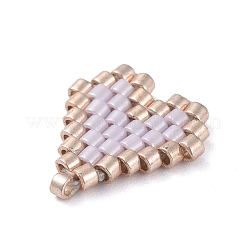 MIYUKI日本のシードビーズ  手作りのペンダント  織機模様  ポリエステル糸で  ハート  ミックスカラー  13x12x1.5mm&nbsp;PALLOY-JF00430-M