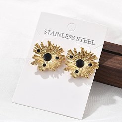 女性用304ステンレススチールスタッドピアス  花  ゴールドカラー  27.5x28mm&nbsp;EJEW-K306-31G