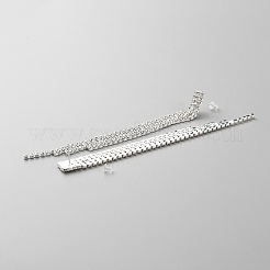 クリアキュービックジルコニアテニスタッセルダングルスタッドピアス  女性用合金ロングドロップイヤリング  銀  118mm  ピン：0.9mm&nbsp;EJEW-WH0017-10S