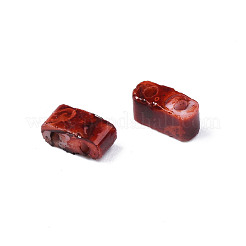 2穴不透明ガラスシードビーズ  アンティークスタイル  長方形  暗赤色  4.5~5.5x2~2.5x2mm  穴：0.5~0.8mm&nbsp;SEED-N004-002-A02
