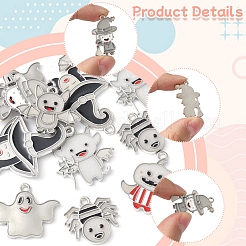 14Pcs 7 Styles Halloween Theme Rack Plating Luminous Alloy Enamel Pendants&nbsp;ENAM-FS0002-10P