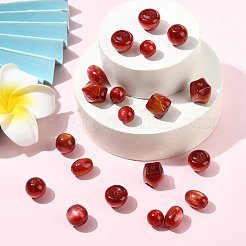 20個 5種類の不透明樹脂ビーズ  暗赤色  混合図形  8~11x8~10mm  穴：1.5~1.8mm  4個/スタイル&nbsp;RESI-FS0002-35