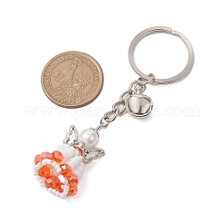 Glass Seed & Plastic Pearl & Alloy Keychain&nbsp;KEYC-MZ00025