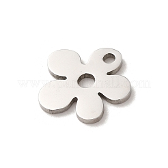 変色しない201ステンレススチールチャーム  レーザー切断  花のチャーム  ステンレス鋼色  13x12.5x1mm  穴：1.5mm&nbsp;STAS-E211-13P