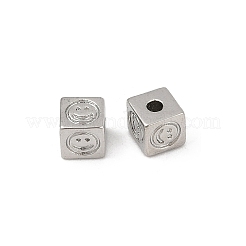 真鍮製スペーサービーズ  笑顔のキューブ  プラチナメッキ  4x4x4mm  穴：1.2mm&nbsp;KK-D375-18P