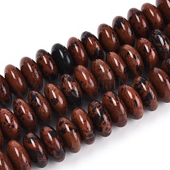 天然石マホガニーオブシディアンビーズ連売り  ロンデル  11.5~12x5~5.5mm  穴：0.6~1mm  約59~60個/連  12.99~13.58''（33~34.5センチメートル）&nbsp;G-T144-49C-01