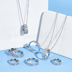 18Pcs 9 Size 201 Stainless Steel Grooved Finger Ring for Men Women&nbsp;STAS-UN0045-60B-P