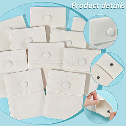 ベルベットのバッグ  鉄のスナップボタン付き  ジュエリーポーチバッグ  ギフトバッグ  乳白色  9.5x7.5cm&nbsp;TP-WH0005-01B