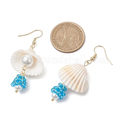 5Pair Shell Glass Dangle Earrings&nbsp;EJEW-MZ00424