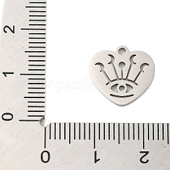 変色しない304ステンレススチールチャーム  レーザー切断  ステンレス鋼色  ハート  13x13.5x1mm  穴：1mm&nbsp;STAS-S123-03P-07