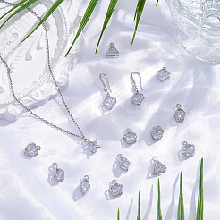 80本8スタイルアロイペンダント  キュービックジルコニア付き  プラチナ  11~15x8~10x5~6mm  穴：1mm  10個/スタイル&nbsp;ZIRC-SP0001-13P