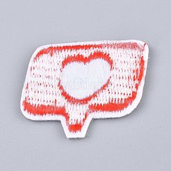 機械刺繍布地手縫い/アイロンワッペン  マスクと衣装のアクセサリー  ハートのダイアログボックス  レッド  27x35x1.5mm&nbsp;DIY-L031-073