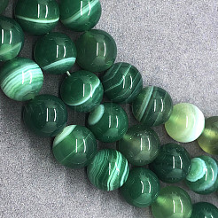 Natural Striped Agate/Banded Agate Round Bead Strands&nbsp;G-E234-02