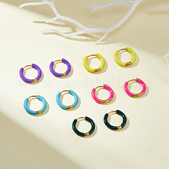 5ペア5色316ステンレススチールエナメルリングフープピアス  ゴールドカラー  ミックスカラー  17.5x16x3mm  1ペア/カラー&nbsp;EJEW-DC0001-39B