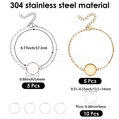 10Pcs 2 Colors 304 Stainless Steel Paperclip Chain Satellite Chain Bracelet Making&nbsp;BJEW-SP0001-31