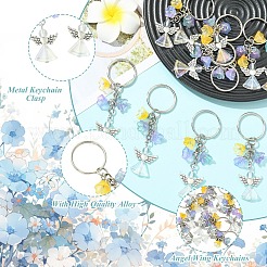 ガラスと合金のキーホルダー10個  天使  鉄のリング付き  ミックスカラー  83mm&nbsp;KEYC-YW00259