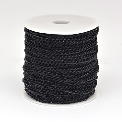 電気メッキアイアン製カーブチェーン  溶接されていない  スプールで  鉛フリーとニッケルフリー  ブラック  5x3x1mm  約164.04フィート（50m）/ロール&nbsp;CH-M010-C-30-FF