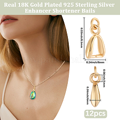 12 個 925 スターリングシルバー アイスピック ピンチベイル  18KGP本金メッキ  8.5x6x2.1mm  穴：1mm&nbsp;STER-BBC0008-38