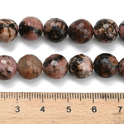 天然石ロードナイトビーズ連売り  ラウンド  ファセット（128ファセット）  10mm  穴：1mm  約39個/連  15.16インチ（38.5cm）&nbsp;G-L642-F02-10mm