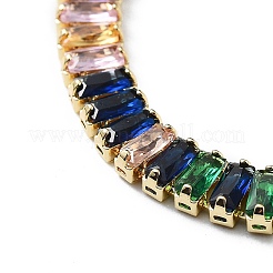 Rack Plating Brass Micro Pave Cubic Zirconia Chain Bracelets with Fold Over Clasps&nbsp;BJEW-C052-02G
