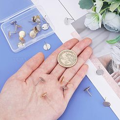 24個 2色 ハンマー加工真鍮スタッドピアス金具  フラットラウンド  ニッケルフリー  プラチナ·ゴールデン  10mm  穴：1mm  ピン：0.6mm  12個/カラー&nbsp;KK-FH0002-33
