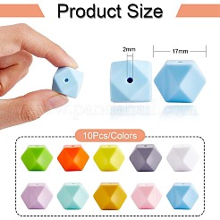 100Pcs Silicone Beads Mixed Color Hexagonal Silicone Beads Bulk Spacer Beads Silicone Bead Kit for Bracelet Necklace Keychain Jewelry Making&nbsp;JX307A