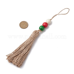 Christmas Natural Wood Bead Pendant Decoraiton&nbsp;HJEW-JM02350