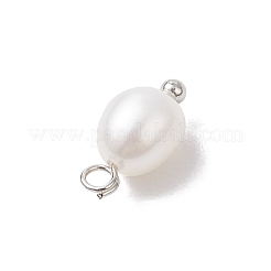 天然養殖淡水真珠ライスチャーム  真鍮ボールループ付き  乳白色  プラチナ  11~11.5x5.5~6mm  穴：1.7~2mm&nbsp;PALLOY-JF04187-01