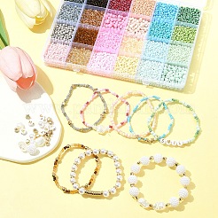 DIY Glass Seed & CCB Plastic & Imitation Pearl Beads Jewelry Making Findings Kits&nbsp;DIY-FS0008-15