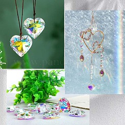12個のガラスペンダント  ハート  ABカラー  多面カット  クリアAB  27x27x9.5mm  穴：1.6mm&nbsp;GLAA-SP0001-43
