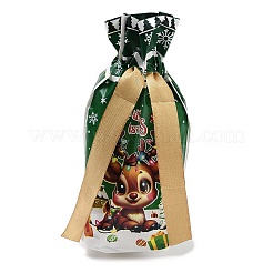 クリスマステーマのプラスチック包装ポーチ巾着袋  長方形  グリーン  17.5x12x0.01cm&nbsp;ABAG-Q053-03C