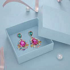 2 Pairs 2 Colors Rhinestone Teardrop Dangle Stud Earrings&nbsp;EJEW-FI0001-99