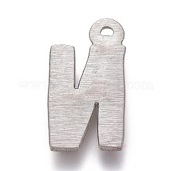 変色しにくい304ステンレススチールペンダント  アルファベット  文字.n  16x8.5x2mm  穴：1mm&nbsp;STAS-H119-01P-N