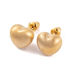 ハート真鍮スタッドピアス女性用  18KGP本金メッキ  10x11mm&nbsp;LS-EJEW-G391-07G