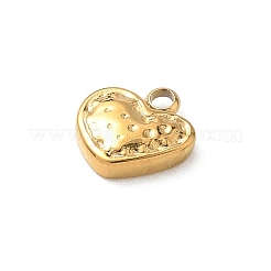 バレンタインデー 304 ステンレススチールチャーム  ハートチャーム  ゴールドカラー  8x8x2mm  穴：1.5mm&nbsp;STAS-B140-03G