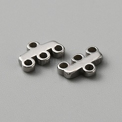 304ステンレスシャンデリア部品リンク  4ループコネクター  長方形/棒  ステンレス鋼色  5x7.5x1mm  穴：1.2mm&nbsp;STAS-WH0027-34B-P