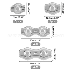 20個4スタイル304ステンレススチール金具  鋼線ロープクリップ  ステンレス鋼色  12~34x12~17.5x14.5~16mm  5個/スタイル&nbsp;FIND-GA0001-72