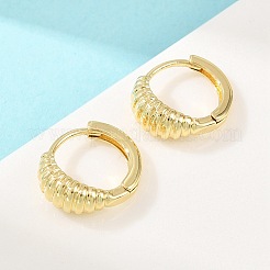 真鍮製フープピアス  ストライプ  18KGP本金メッキ  12x13.5x5mm&nbsp;EJEW-D348-14G