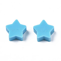 手作り樹脂粘土ビーズ  スター  空色  8.5~9x9~9.5x4~5mm  穴：1.6mm&nbsp;CLAY-N011-46A-03