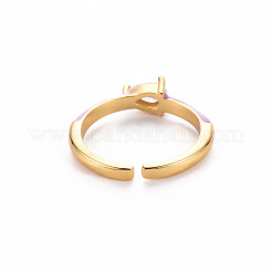 Brass Enamel Cuff Rings&nbsp;RJEW-T016-27C-NF